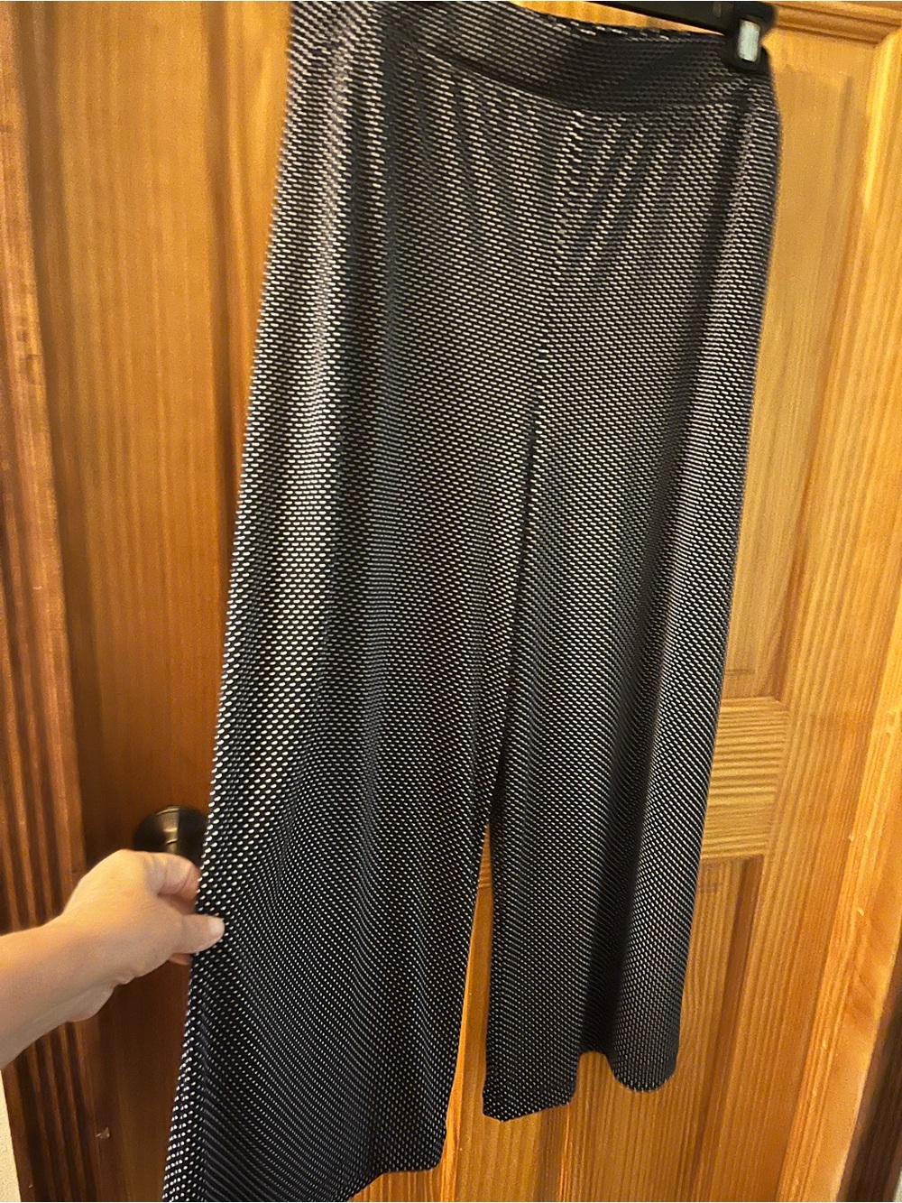 Adrianna Papell Black & White Polka Dot Wide-Leg Pull-On Pants